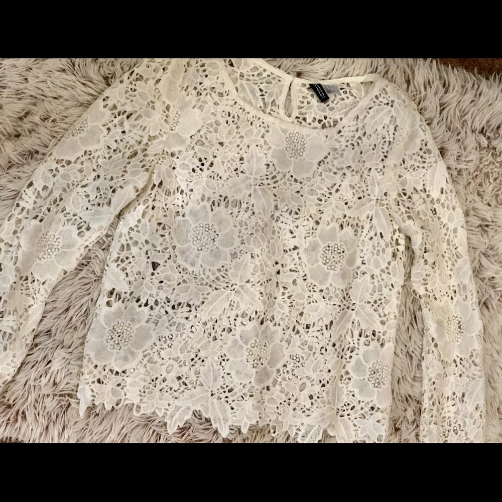 Divided Cream Lace Blouse